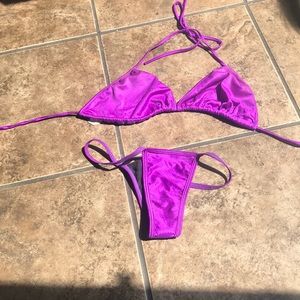 Purple thong and bra set